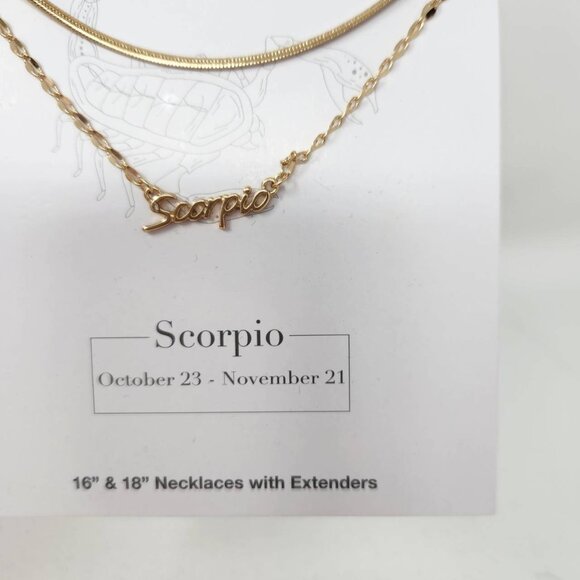 Time And Tru Scorpio Necklace Set 16" & 18" Gold Chains With Extenders - Picture 3 of 6